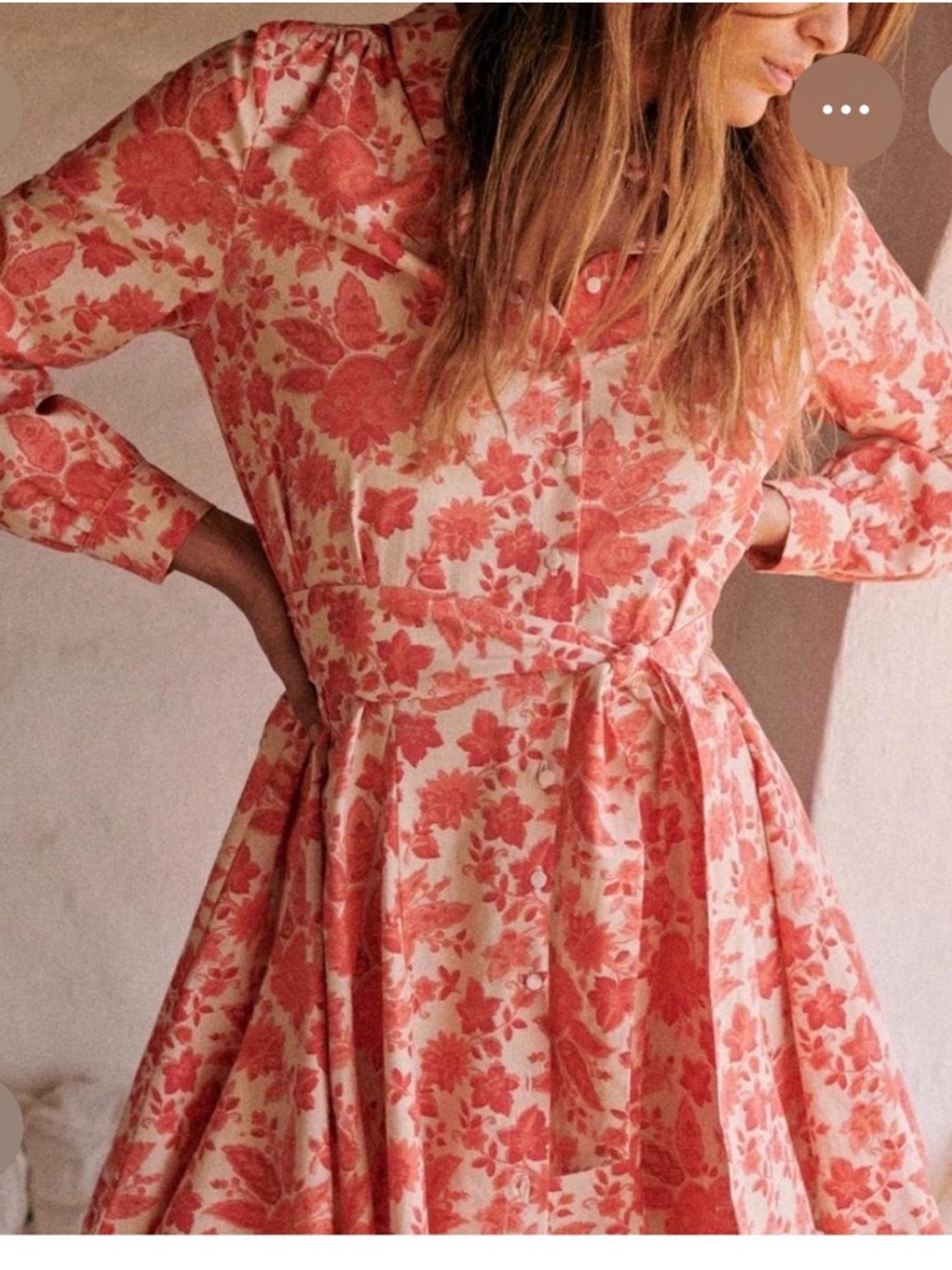 Sezane Sol Dress Coral Flowers - Size 4